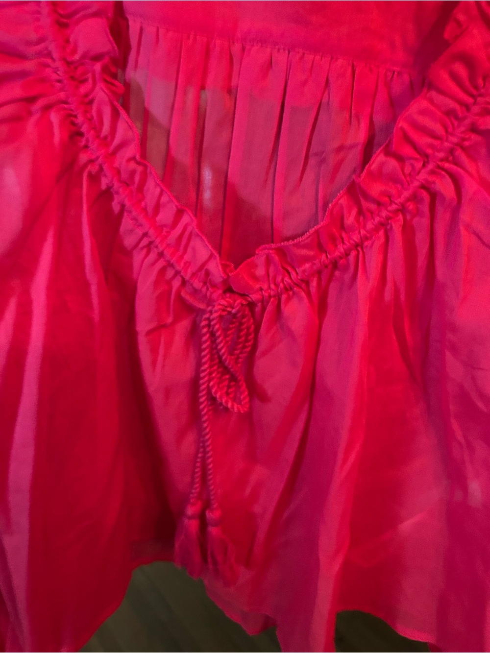 VENUS Hot Pink Ruffled Tie-Front Top